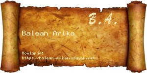 Balean Arika névjegykártya